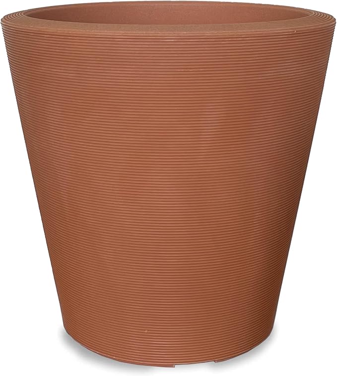 Crescent Garden Madison Planter– Weather-Resistant, Double Walled Indoor/Outdoor Plant Pot with Drain Hole – Large Plastic Plant Pot, 26-Inch (Terracotta-Colored)