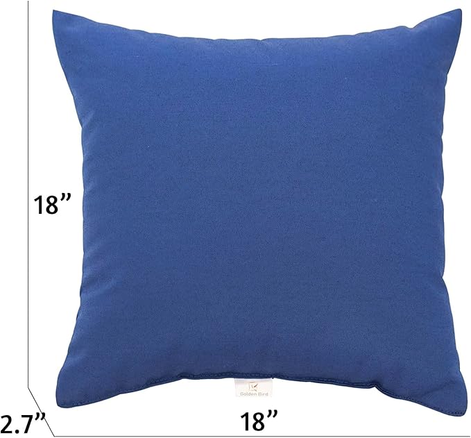 JMGBird Water-Resistant Outdoor Pillows Set of 2, 18x18 inch Durable Navy Blue Throw Pillows with Inserts for Patio Furniture