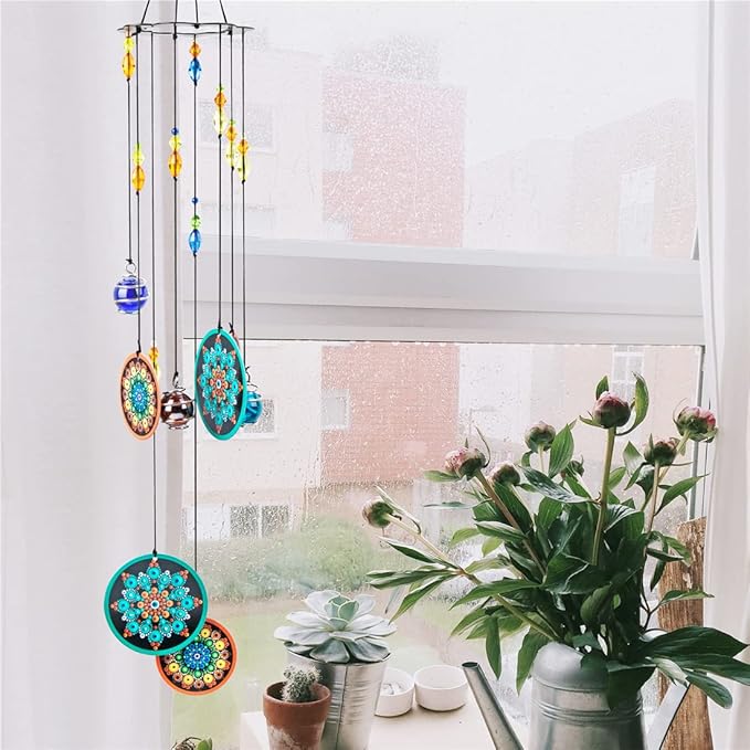 YUFENG Wind Chimes Outdoor Decor, Metal Memorial Windchimes Hanging Decoration for Garden Home Yard and Christmas Tree, 23.5'' Metal Flower Ornament Christmas Decor