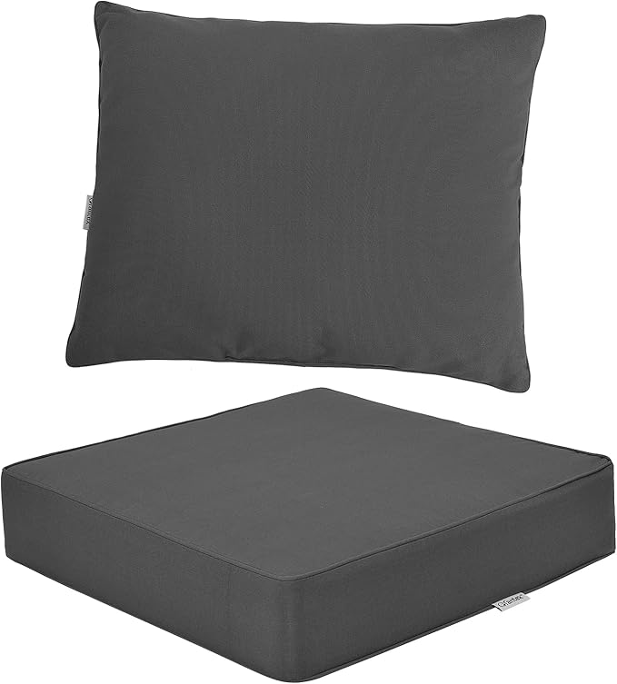 Giantex Patio Cushion Set, Deep Seat and Back Cushion, Outdoor Chair Pads with Ties, Cushion Replacement for Patio Furniture, Waterproof and High Resilient, 6 Inch Thick Indoor Floor Cushion