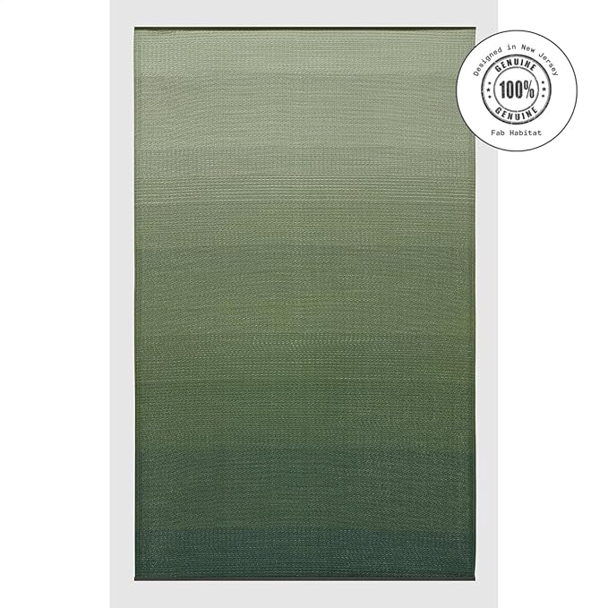 Fab Habitat Ombre Outdoor Rug - Waterproof, Fade Resistant, Crease-Free - Premium Recycled Plastic - Striped - Patio, Porch, Deck, Balcony - Big Sur - Green - 3 x 5 ft