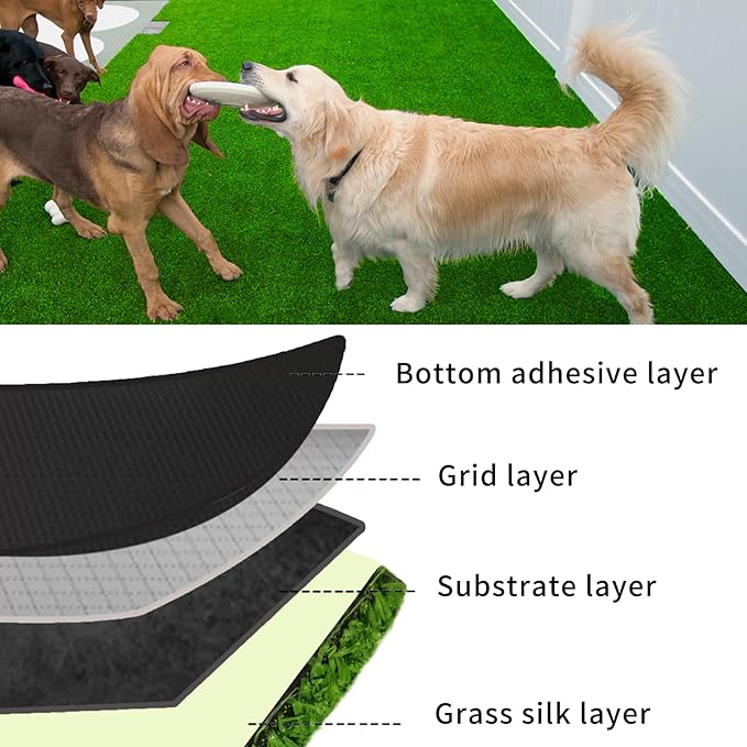Artificial Grass Turf Rug 5 Feet x 8 Feet Reusable Dog Grass Mat with Drainage Holes Realistic Synthetic Mat Fake Grass Rug for Patio Lawn Balcony Garden Decoration