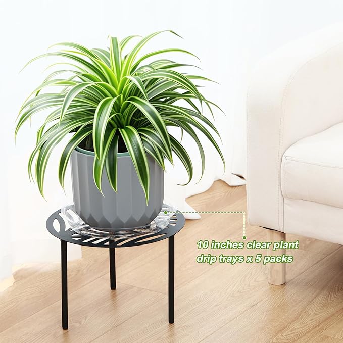 5-Pack 12” Heavy-duty Metal Plant Stands Large Flower Pot Holder for Indoor Outdoor Rust-proof Iron Potted Planter Stand Modern Round Corner Stand Shelf for Living Room Patio Garden Yard, Black