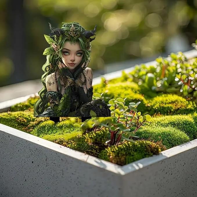 Bohemian Fairy Flower Pot Decor, Fairy Garden Decor, Home & Garden (Green Elf)