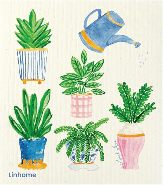 Garden Collection Swedish Dishcloth, Reusable Paper Towel, Super Absorbent Cellulose Sponge, Kitchen Cleaning Cloth, Washable & Compostable (Garden Plants - 1 Pack)