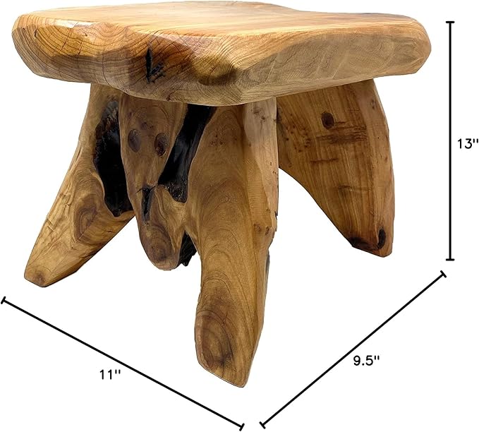 THY COLLECTIBLES Natural Tree Stump Stool Live Edge Cedar Wood Plant Stand, Stool, Garden Bench, Side Table (L13.5 x W11 x H15)