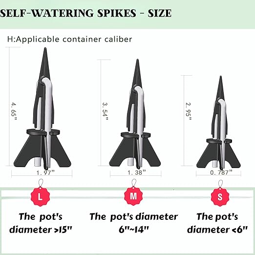GreenShip 4-Pack Patented Self-Watering Spikes – DIY Plant Watering System for Indoor Plants, Fits Grower Pots, Reuse Containers, Automatic Self-Watering Stakes (Medium)
