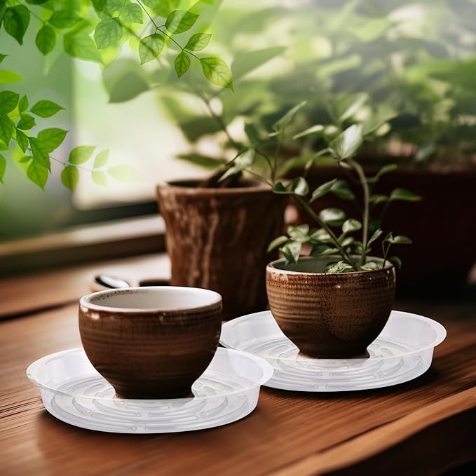 Thyle 200 Pack Clear Plastic Plant Saucer 8 Inch Plant Drip Tray Bulk Plant Water Catcher Tray Flower Pot Drip Trays Round Plant Drainage Tray for Indoor Planters Outdoor Garden Spring Supplies