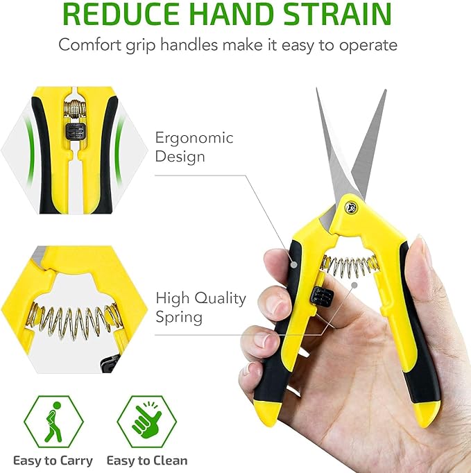 iPower 6.5 Inch Gardening Scissors Hand Pruner Pruning Shear for Gardening and Trimming, Heavy-Duty, Ultra Sharp Stainless Steel, Yellow, 6-Pack