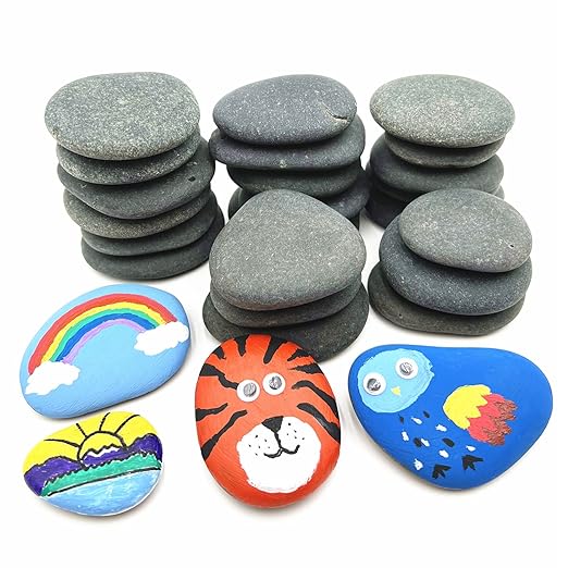 24PCS Rocks for Painting, 2"-3" Inches DIY Rocks Flat & Smooth Kindness Rocks for Crafts, Decoration, Medium Rocks for Painting,Hand Picked for Painting Rocks