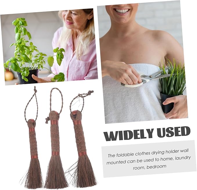 Didiseaon 3Pcs Palm Fiber Bonsai Brush for Flowerpot Cleaning Garden Washing Tool Durable Scratch Design Convenient Bonsai Care Accessories
