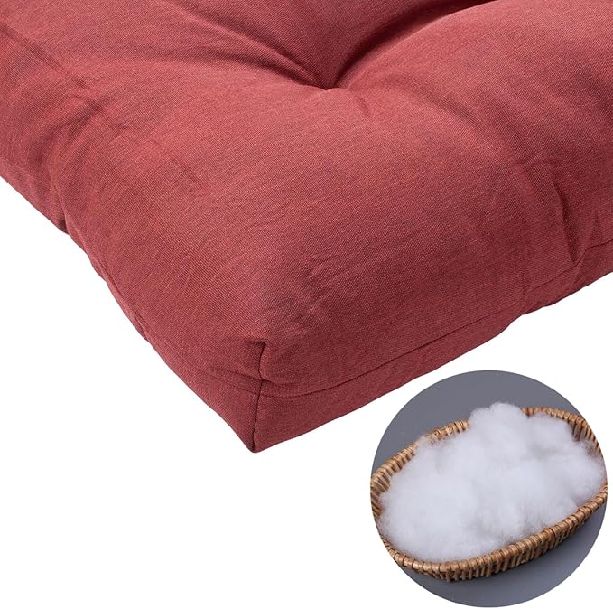 FUNHOME Outdoor Bench Cushion 42 x18 inch with Non-Slip Grips,Water Resistant Porch Swing Cushion,Bench Pillow Pads,Tufted Cushions for Patio Garden Furniture,42" Seat Cushions(Dark Red)