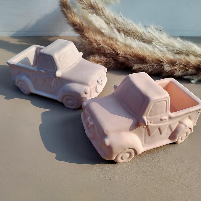 Wehous Truck Plant Pot Silicone Molds for Resin Concrete, 3D Retro Car Shape Candle Holder Container Storage Succulent Planter Mold for Epoxy Casting Cement Plaster, Christmas Art Craft Decor Mold