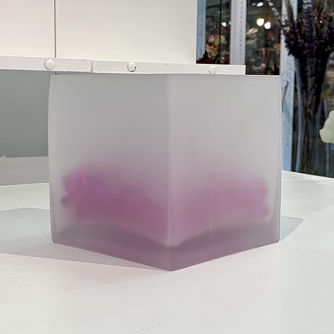 WGV Cube Glass Vase Bulk, Candle Holder, 5"x5"x5", Frosted Elegant Floral Accent Container Planter Terrarium Storage for Wedding Party Ceremony Event Office Home Decor, 12 Pieces