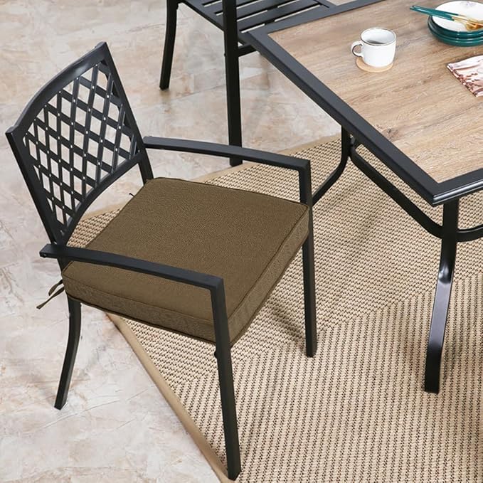 Outdoor Chair Cushions 18x18 Inch,Set of 2,Water Resistant Chair Pads with Ties,Square Seat Cushion 18"x18"x2.5",Patio Chair Cushion for Garden,Backyard Furniture(Coffee Brown)