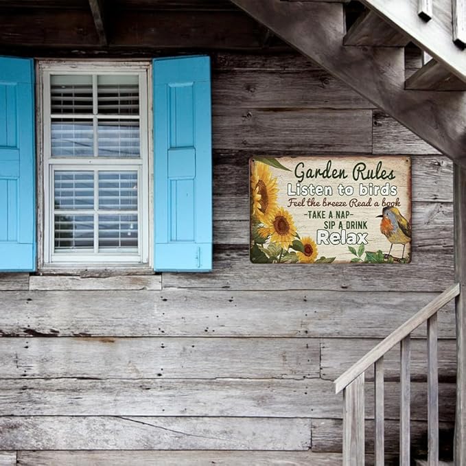 Retro Garden Rules Sign Vintage Garden Metal Signs Patio Wall Decor Outdoor Yard Signs For Home Porch Patio Gardening Shed Decorations 8 X 12 Inch