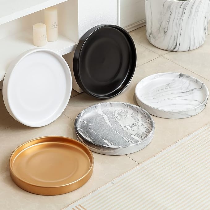 Ceramic Saucer 9 inch Round Saucer for Succulent Planter | Planter Tray (Gold, 9 inch)