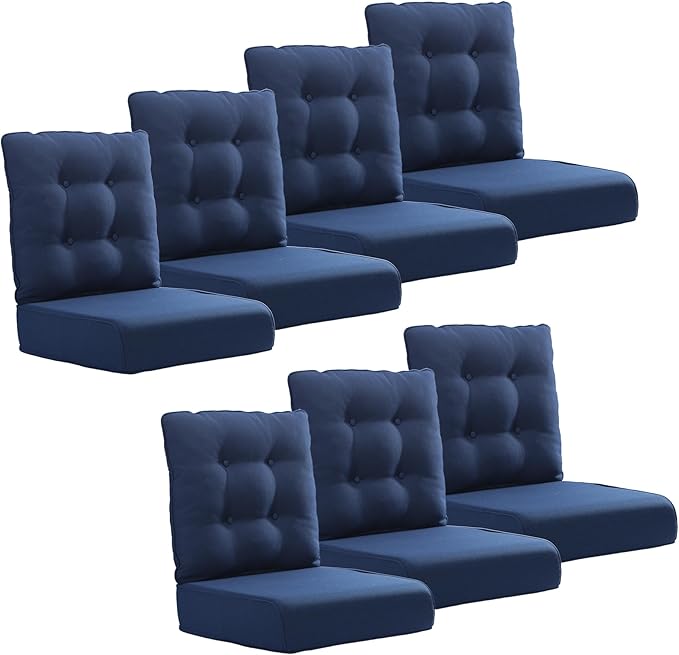 Joyside Outdoor Chair Cushions Set, 22x25/22x24 Inch Patio Furniture Cushions, 6’’ Thick, Water Resistant & Fade Resistant, Outdoor Replacement Cushions for Seat and Sofa