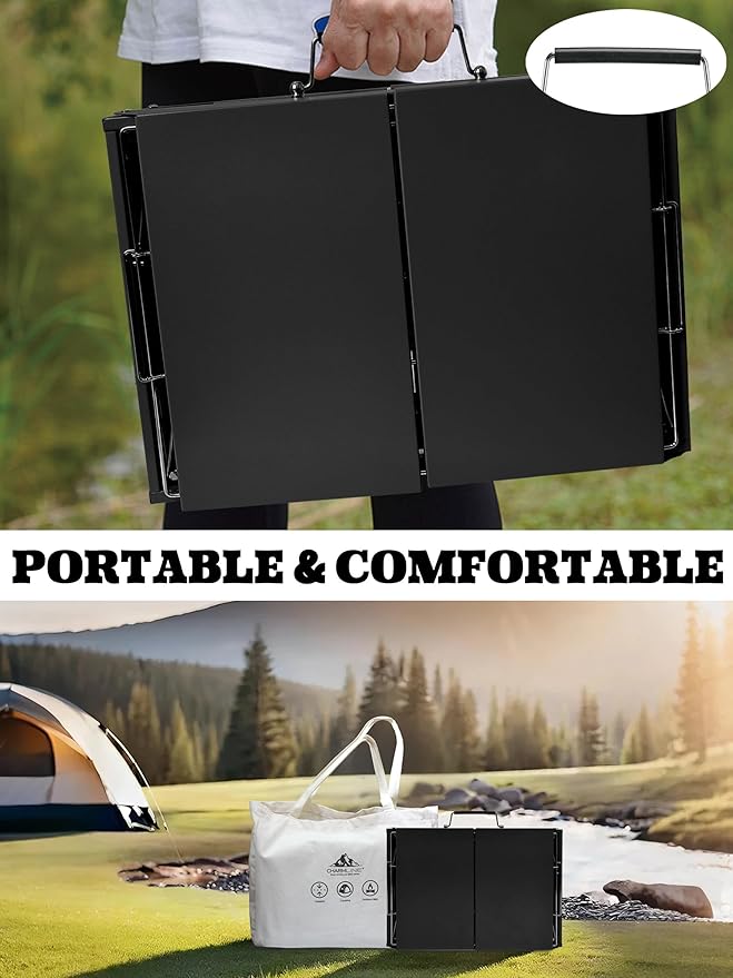 Charmline 20x14 inches Big Desktop Charcoal Grill, Liftable Grilling Net, Foldable Portable Grill for Indoor and Outdoor, BBQ Grill for Camping, Gardens, Picnics, Beach Parties, Black