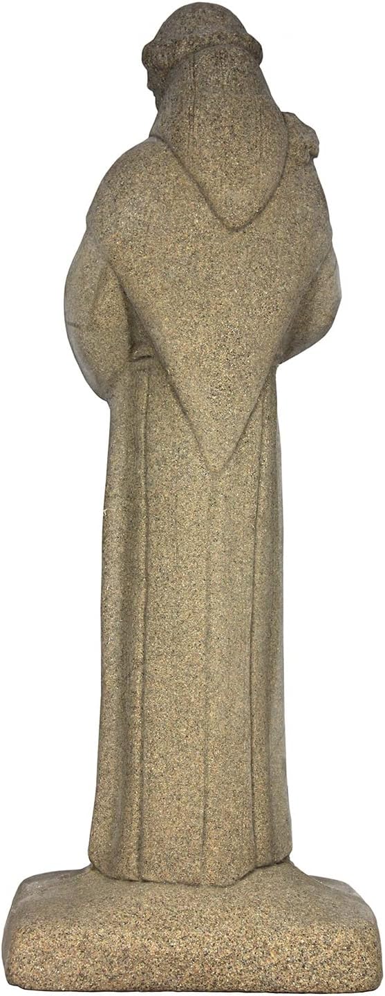 Emsco Group 2230-1AZ Saint Francis Statue – Natural Sandstone Appearance – Made of Resin – Lightweight – 29” Height