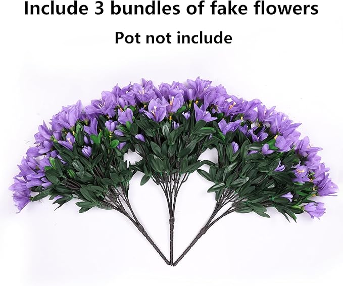 INSPRING Artificial Flowers for Outdoors Spring Summer Decorations, 3 Bundles Fake Azalea Flower Faux Outdoor Plants UV Resistant Realistic Silk Flowers for Outside Planter Patio Garden Walkways Home