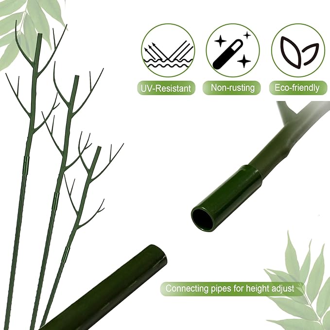 Plant Support Stakes for Indoor Plants,Trellis for House Potted Plants Flower,Monstera Support Sticks with Orchid Clips,Twist Ties(2 Pack Dark Green)