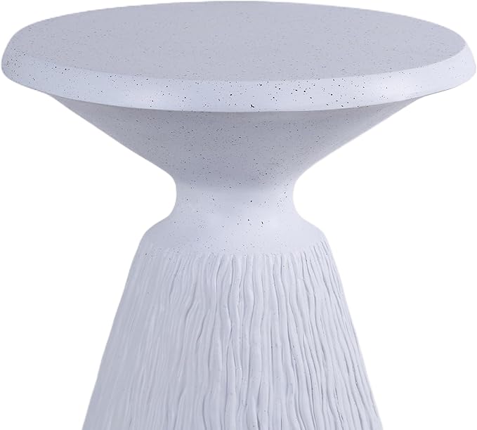 16.73" Cement End Tables for Patio,Modern Small Round Side Accent Table,Tree Stump Garden Stool Drum Indoor and Outdoor,Aqua Grey