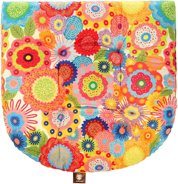 Outdoor Patio Cushion, Rocking Chair Cushion, Tufted Pads, Set of Upper and Lower with Ties Pack of 2 (2 Sets) - Back 20"×17", Seat 17"×17" (Multicolored Flowers)
