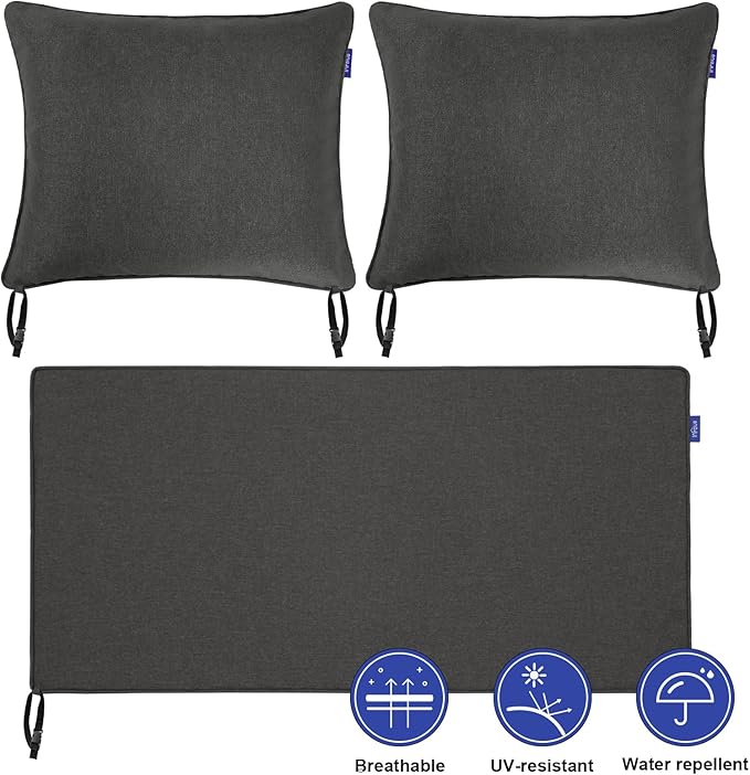 Outdoor Loveseat Cushion Set 44'' x 24'', Outdoor Cushions for Patio Furniture with Fastness Cover, Water Repellent Outdoor Seat Cushion and Couch Back Cushions for Bench, and Swing (Solid Dark Grey)