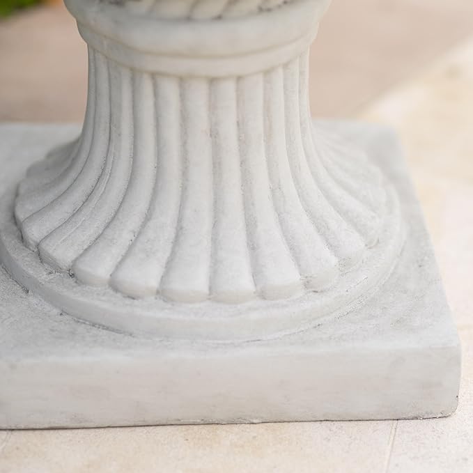 Merax 26.5 Inches Italian Urn Planter, Antique Garden Urn for Patio & Indoor Decor, Handmade Classic Planter, Antique White