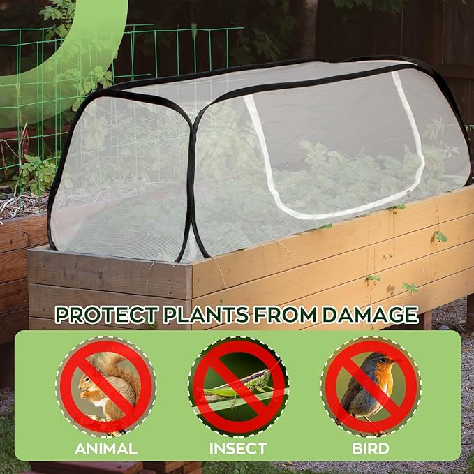 Greenhouse Cover for Raised Garden Bed-45''x22''x16'' Raised Bed Cover Freeze Protection with Zipper Door in Winter,Seedlings Plants Growth Cover Against Pests & Animals in Spring