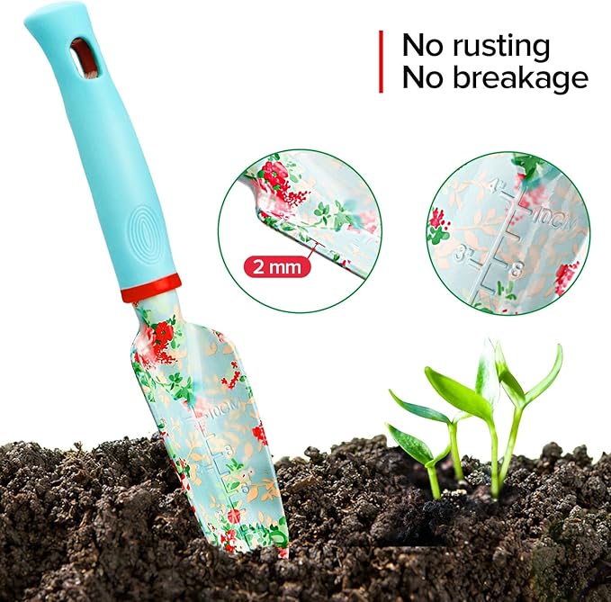 11 Piece Heavy Duty Floral Garden Tool Set Garden Gifts for Women Men Birthday Rust-Proof Aluminum Garden Hand Tools Gardening Kit with Storage Tote Bag Organizer.