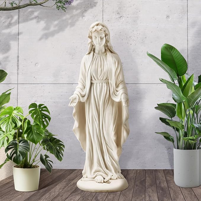 YOLENY Virgin Mary Statue Outdoor, 29.4 Inch Tall Garden Statue of Mary, Religious Blessed Mother Sculpture for Patio Yard Home Decor