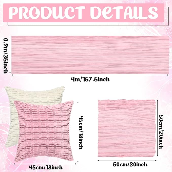 91 x 71 Extra Large Outdoor Boho Picnic Blanket with Pink Table Runner, 12 Throw Pillow Covers 12 Napkins Woven Cotton Yarn Oversize Beach Blanket Washable Picnic Camp Wedding