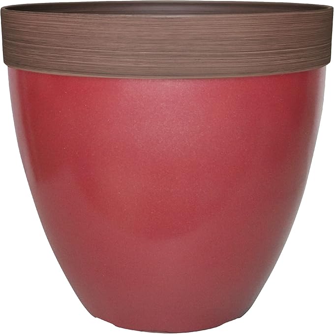 Southern Patio Hornsby Resin Outdoor Planter with Drainage Hole and Plug, Red