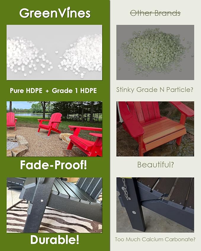 GREENVINES Folding-Adirondack-Chairs-Set-of-6 | HDPE Plastic | Fire Pit Chair | All Weather | Cup Holder | Aqua | for Deck Backyard Patio Outdoor Garden