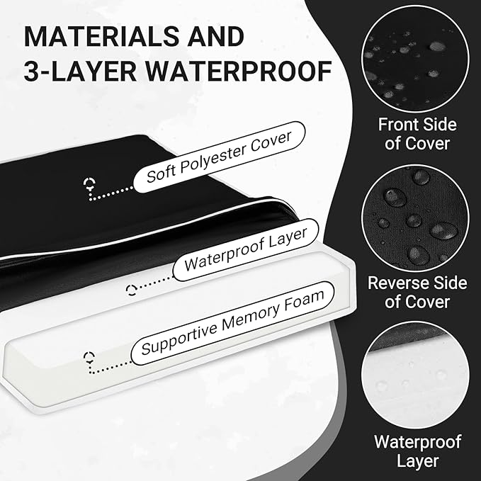downluxe Waterproof Outdoor Chair Cushions Set of 2, 19" x 19" x 3" Patio Chair Cushion with Non-Slip Ties & Handle, Square Outdoor Cushion for Patio Furniture with Removable Cover, Black/White