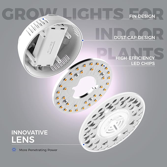 Barrina Orbgrow OG09 Puck Grow Light with Timer, Pinkish White 18W(2 x 9W, 270 Watt Equiv), Full Spectrum Plant Light for Indoor Plants, Magnetic & Linkable, 5 Levels Dimmable for Plant Shelf, 2 Packs