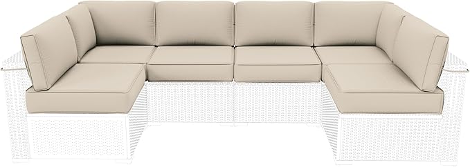 Outdoor Furniture Replacement Cushions, 5" Foam Foam High-Density, Fits 6-seat Sectional Rattan Conversation Set, 14 Piece Patio Water-Resistant Replacement Sofa Cushions, Liner&Cover