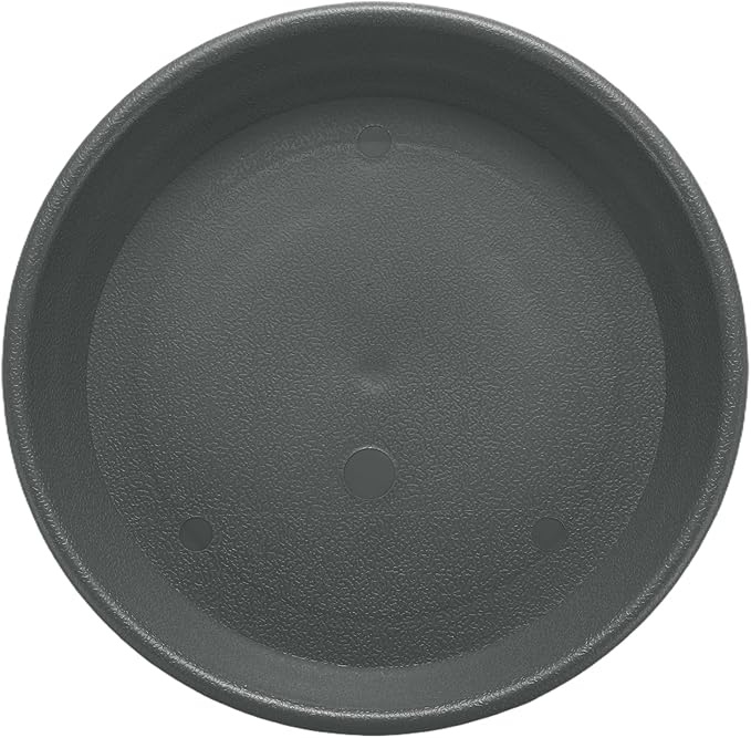 HARFINGTON Plastic Plant Saucer 5.2" Round Drip Trays Flower Pot Saucers Flower Base Bottom Drainage Tray for Indoors Outdoors Planters, Gray-Black