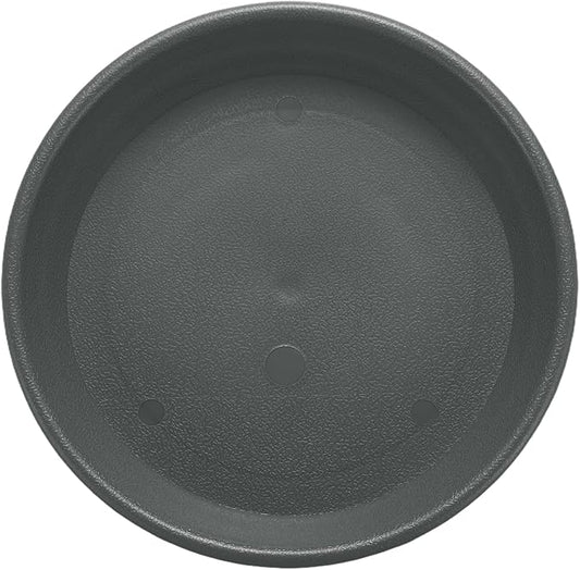 HARFINGTON Plastic Plant Saucer 5.2" Round Drip Trays Flower Pot Saucers Flower Base Bottom Drainage Tray for Indoors Outdoors Planters, Gray-Black
