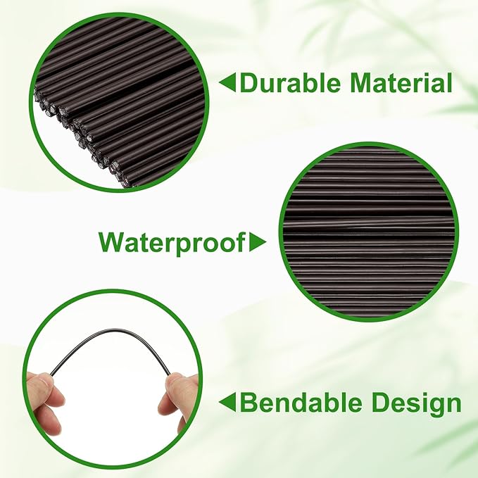 uxcell 30pcs Green Plant Support Stakes, 11.8" Bendable Garden Plant Sticks Plastic Single Stem Plants Support Stakes with Ties for Potted Plants Flowers Orchid Peony, Brown