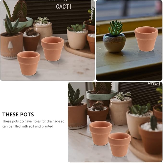HANABASS 40pcs Mini Terracotta Pots for Clay Drainage Great for Crafts Wedding Favors Indoor Garden Decor