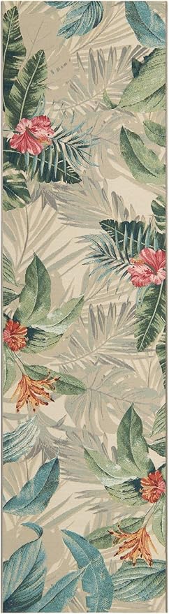 Unique Loom Outdoor Botanical Collection Area Rug - Kula (2' 7" x 10' Runner, Multi/ Gray)