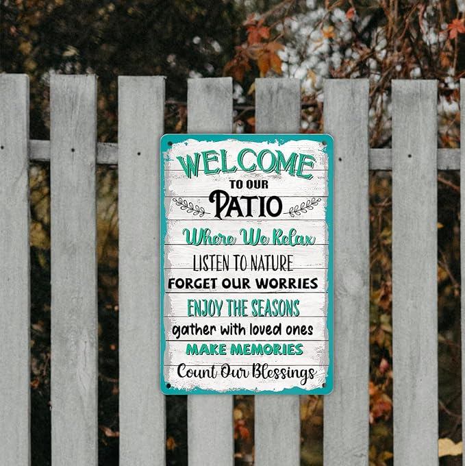 Funny Patio Signs For Outside Welcome To Our Patio Sign Outdoor Signs For Backyard Decor Patio Metal Signs Deck Tin Signs For Outside Patio Decorations Patio Rules Sign 8x12 Inch
