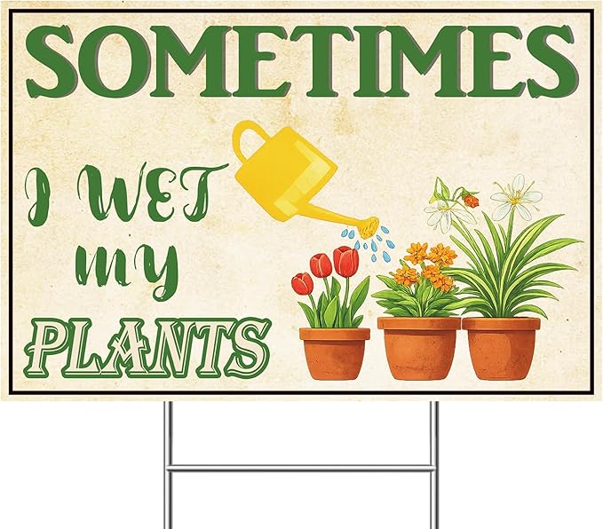 Funny Garden Sign with H Stake 18"x12" Large Vintage Sign for Outside Greenhouse Corrugated Plastic Yard Decor Gardening Gifts for Women 1Pack