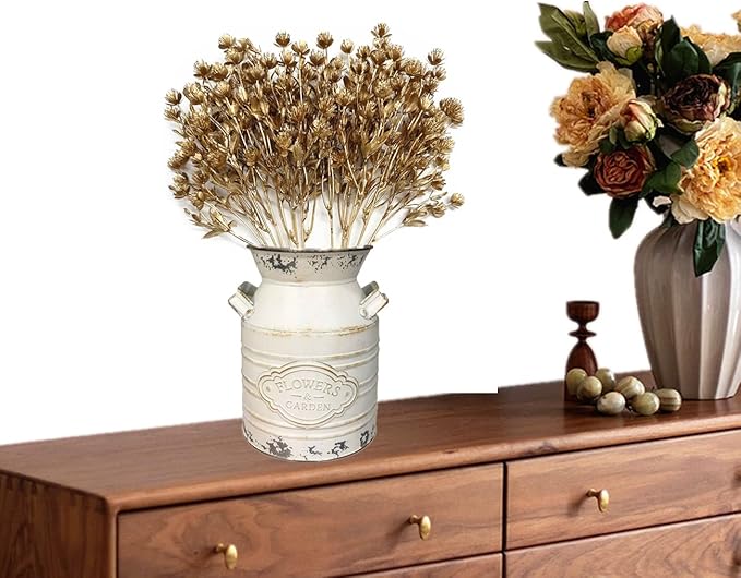 Artificial Golden Plants, Fake Baby Breath Flower Faux Gypsophila Shrubs Plastic Plant for Christmas Decor Wedding Party Indoor Home Hotel Hall Table Arrangements DIY Decoration - Gold Flowers 2 Pack