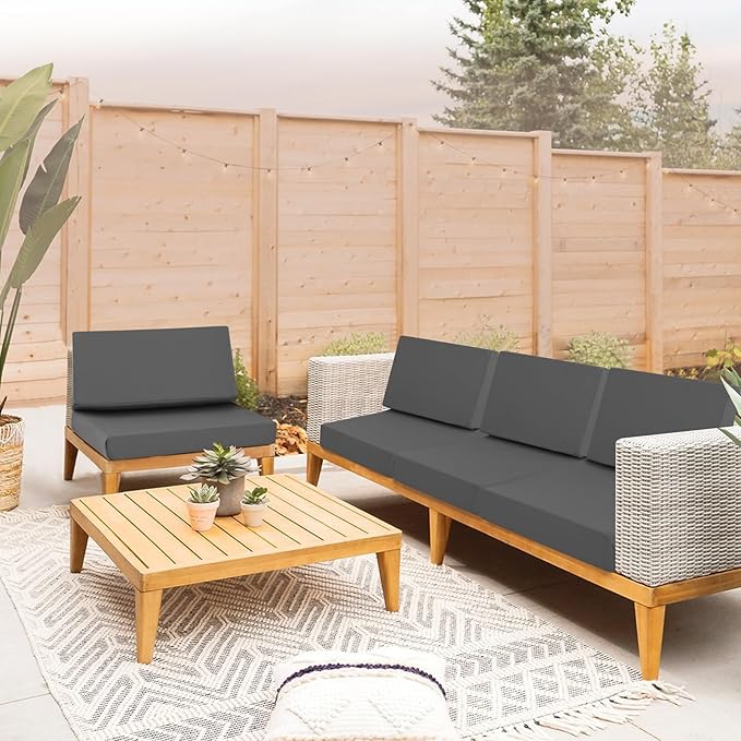 Outdoor Cushions for Patio Furniture, Outdoor Seat and Back Cushion, Waterproof Hampton Bay Deep Seat Replacement Couch Cushions for Garden Lawn, 26.5x26.5 Grey