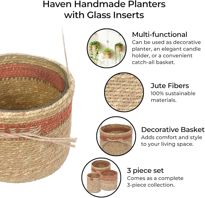 Haven Set 3 Pink Hanging Planter - Tea Light Candle Holder