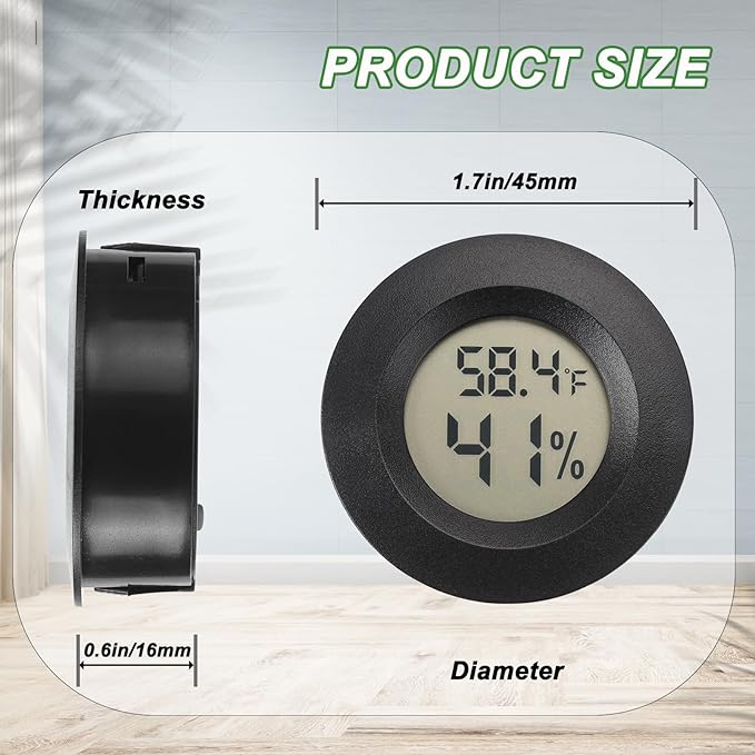 Mini Hygrometer Digital Thermometer Humidity Meter 6 Pack Hygrometer Thermometers Indoor/Outdoor Humidity Monitor Reptile Thermometer for Greenhouse Garden Cellar Fahrenheit(℉)/ Celsius(℃)